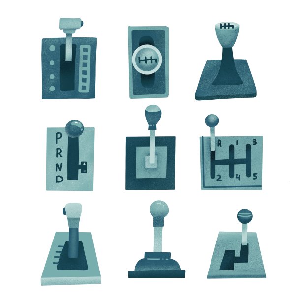 设有机械式、手动式、自动式变速箱。平面手drwan纹理插图图片下载