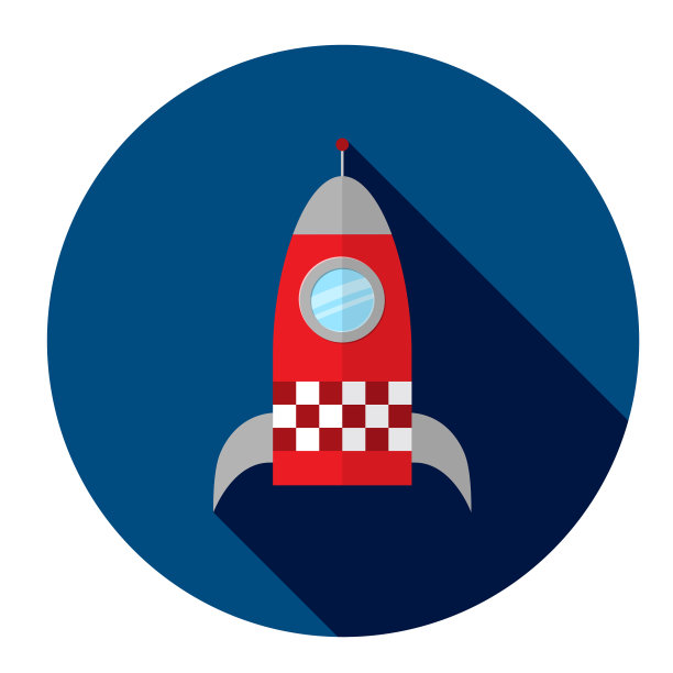圆形深蓝色网页按钮与火箭符号图片下载