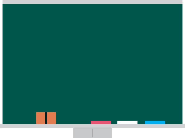 黑板、黑板擦和粉笔(红、白、蓝)。图片下载