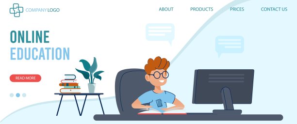 孩子坐在电脑上学习家庭在线教程阅读家庭教育。图片下载