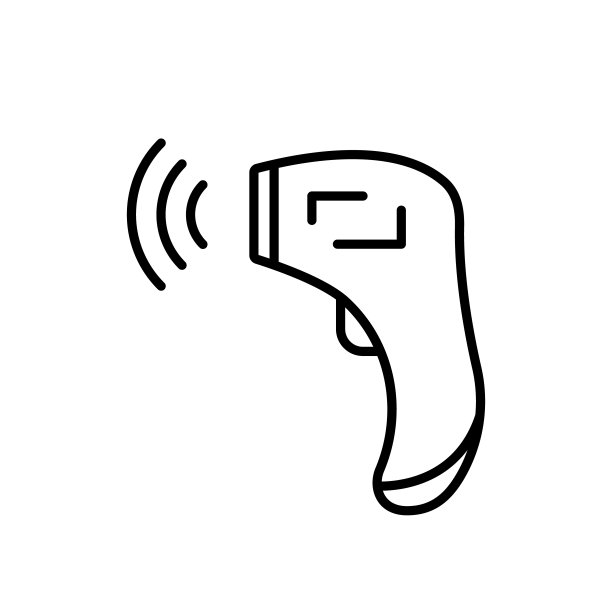 带信号的额头红外温度计。线性图标图片下载