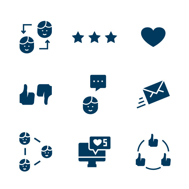 矢量集图标的社会网络在平面风格。图片下载