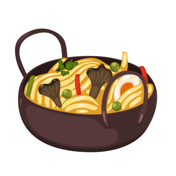 日本面条在一个杯子孤立的白色背景。矢量图形。图片下载