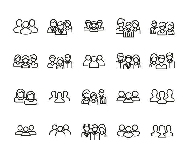 团队的向量线图标集合。图片下载