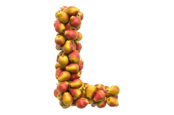 梨的字母L, 3D渲染孤立在白色背景上图片下载