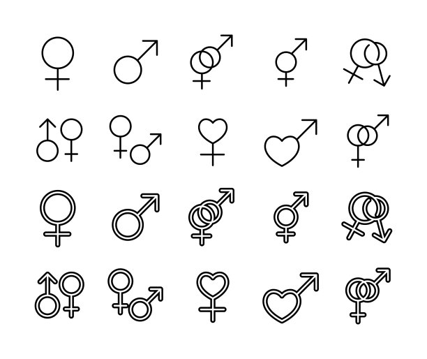 描边线图标组的性别。图片下载