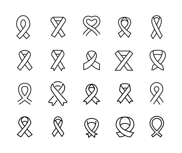 向量线图标收集艾滋病艾滋病乳腺癌。图片下载