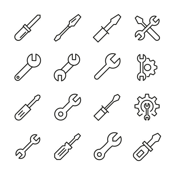 简单的一套维护图标在时尚的路线风格。图片下载