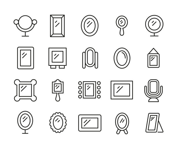 向量线图标的镜像集合。图片下载