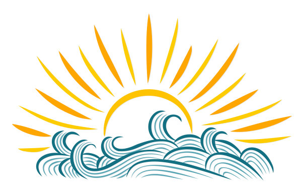 太阳和海洋的象征。图片下载