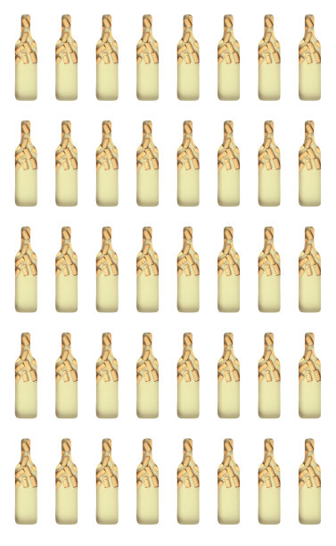 白葡萄酒酒瓶上的图案用木塞填充。概念酒吧，餐厅。创造性的白葡萄酒。图片下载