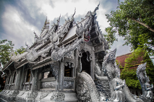 泰国清迈的银色寺庙景色图片下载