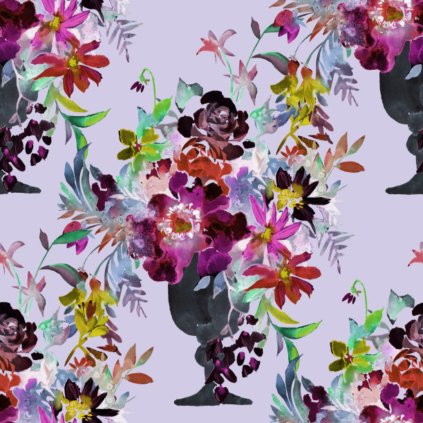 无缝图案的水彩玫瑰花束图片下载