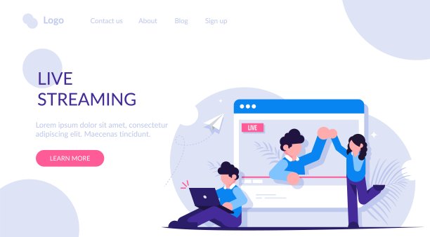 在线视频或直播的概念。博主与观众和订阅者交流。在浏览器中查看广播。现代平面矢量插图。图片下载
