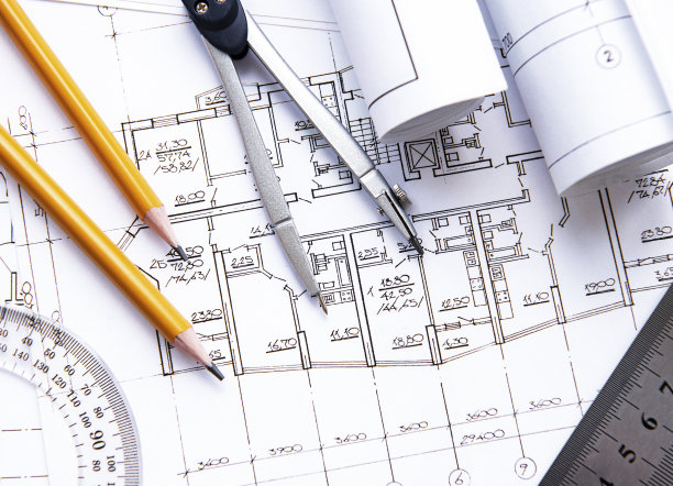 建筑师工作场所俯视图图片下载