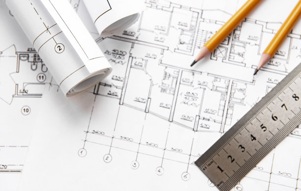 建筑师工作场所俯视图图片下载