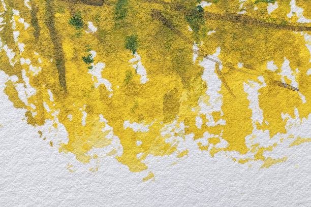 抽象艺术背景颜色为深黄和绿色。画布上的水彩画。图片下载