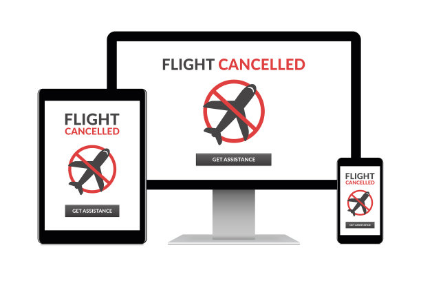 由于电子设备隔离在白色背景上，航班取消了概念图片下载