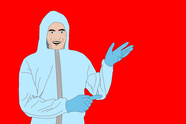 男防护服，插图，平面设计，卡通风格。孤立的背景。素材图片