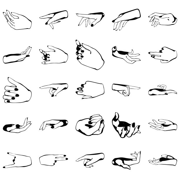 女性用手修指甲，向量集美丽的女性双手孤立在白色的背景图片下载