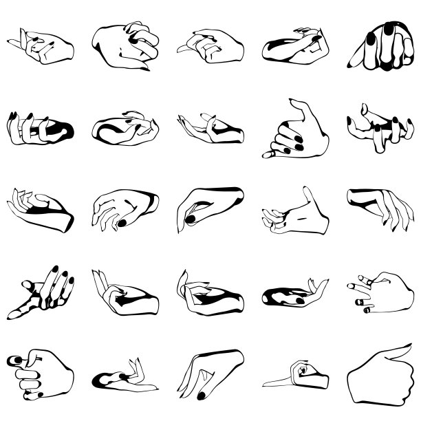 女性用手修指甲，向量集美丽的女性双手孤立在白色的背景图片下载