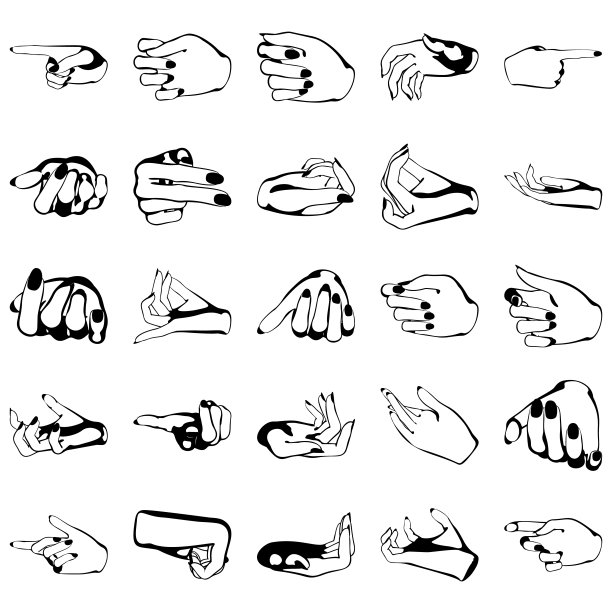 女性用手修指甲，向量集美丽的女性双手孤立在白色的背景图片下载