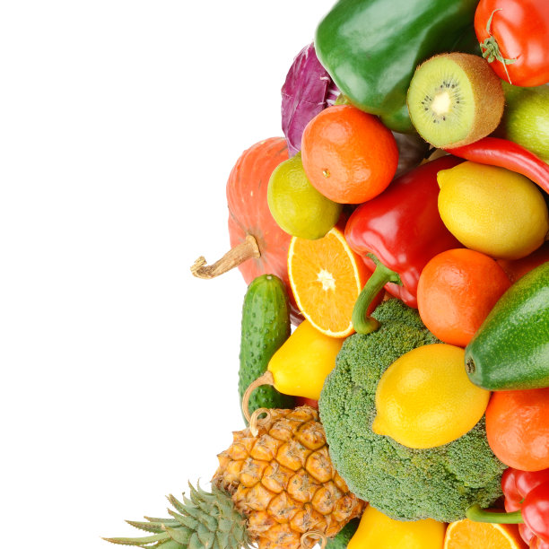 水果和蔬菜孤立在白色的背景。图片下载