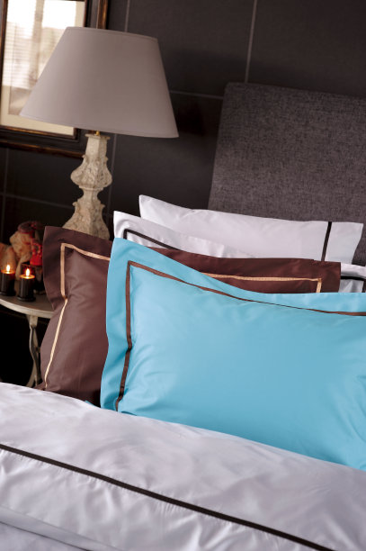 蓝色、棕色和白色的枕头图片下载