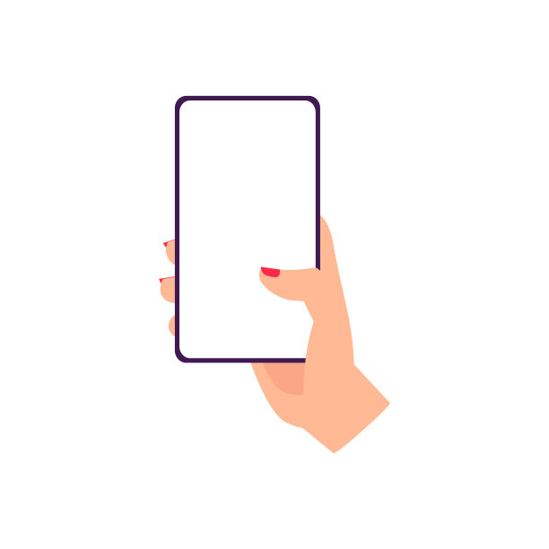 女性手持手机与空白屏幕-平面矢量插图。图片下载
