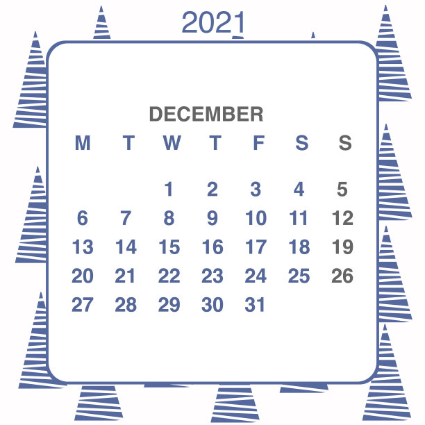 设计日历2021年在时尚的装饰风格。文具计划模板。矢量插图。下周一开始。一套12个月。蓝白两色图片下载