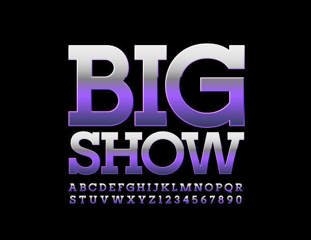 矢量溢价海报大秀。紫色和银色字母和数字图片下载