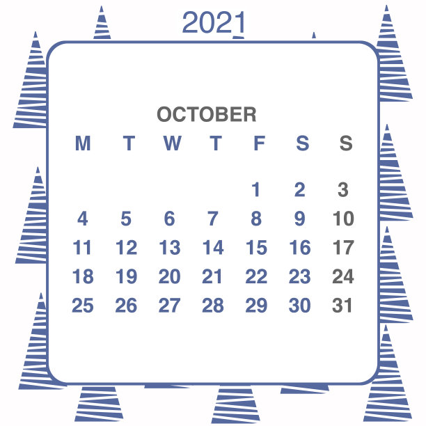 设计日历2021年在时尚的装饰风格。文具计划模板。矢量插图。下周一开始。一套12个月。蓝白两色图片下载