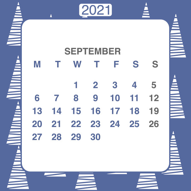 设计日历2021年在时尚的装饰风格。文具计划模板。矢量插图。下周一开始。一套12个月。蓝白两色图片下载