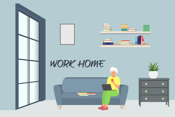 年轻女性在沙发上用笔记本电脑工作图片下载