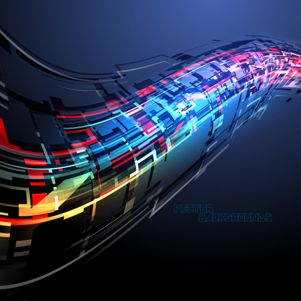 彩色的几何形状在黑色上弯曲图片下载