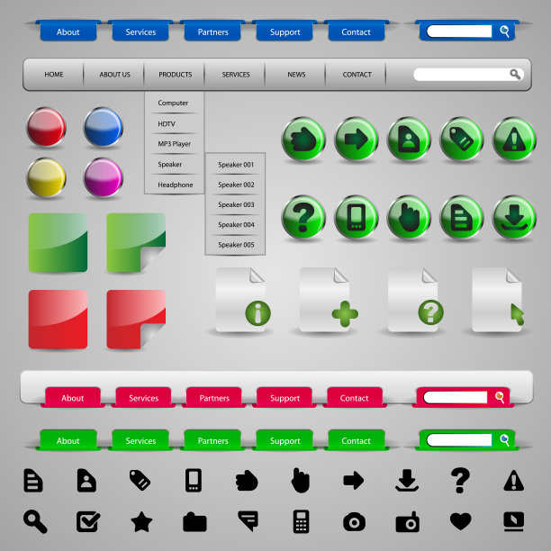 网站设计元素的集合图片下载