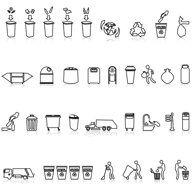 垃圾，垃圾，转储大纲图标集图片下载