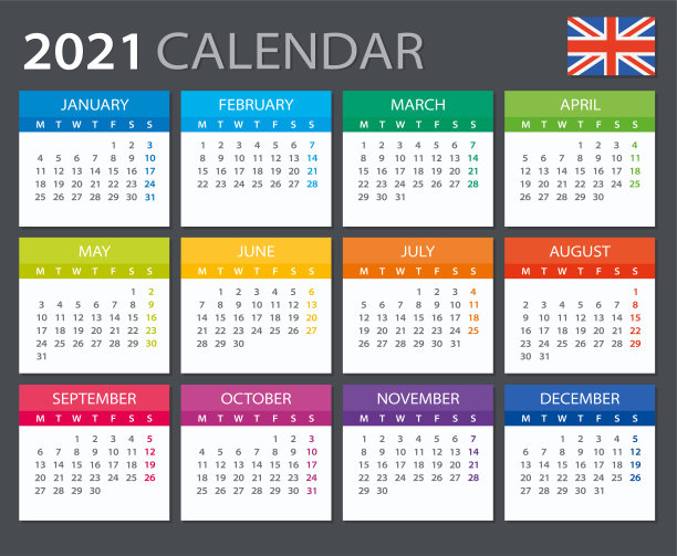 2021年日历-矢量插图。欧洲版本图片下载