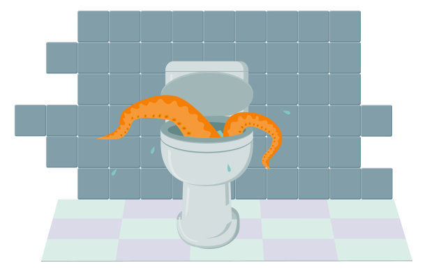 怪物从马桶里出来矢量图片下载