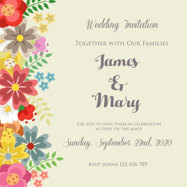 可爱的春花婚礼请柬图片下载