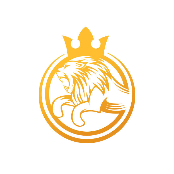 咆哮的狮子标志向量设计插画。豪华咆哮狮头标志设计模板。摘要狮冠标识矢量设计。图片下载