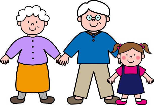老夫妇牵着孙女图片下载