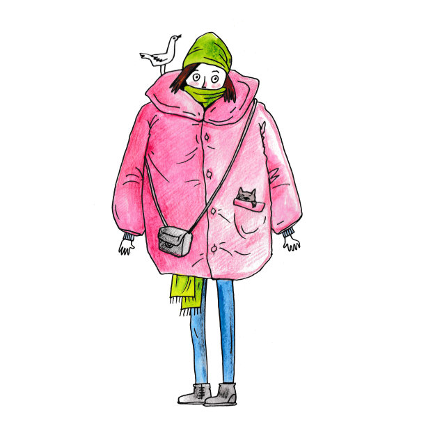 水彩素描的一个男人在外套，一个时尚的女孩在潮流素材图片