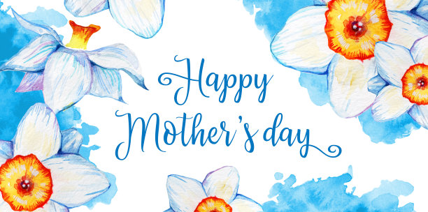 母亲节设计模板与水仙和色斑图片下载
