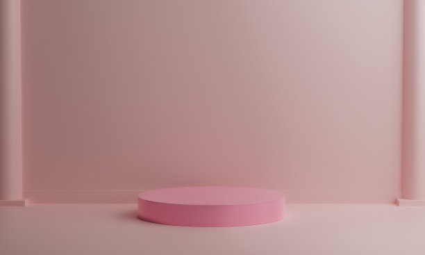3d渲染裙房最小的粉色墙场景。图片下载