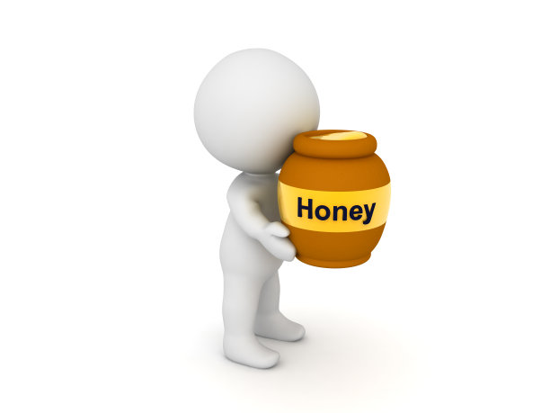 3D字符持有罐子的蜂蜜图片下载