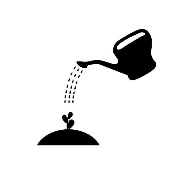 灌溉的概念符号。用水滴浇水壶。园艺和植物矢量图标。图片下载