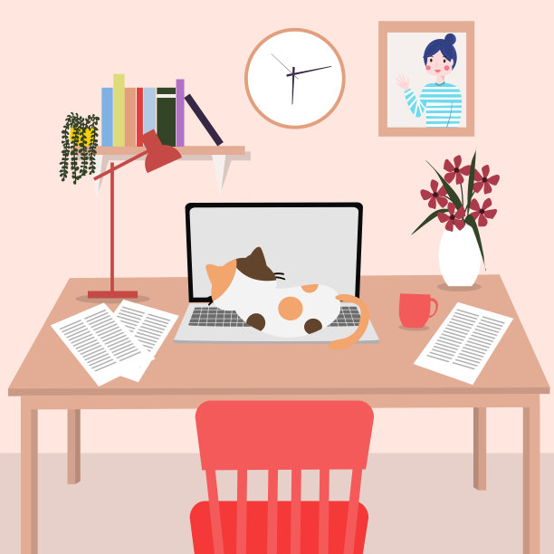 家里的办公桌。COVID-19和在家工作的概念。图片下载