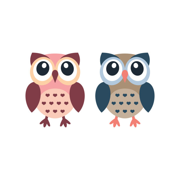 可爱的猫头鹰彩色卡通。图片下载