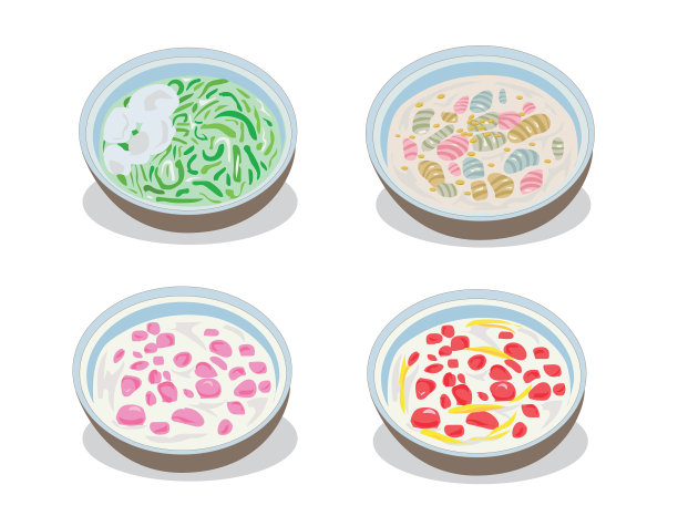 泰式甜点，泰国甜点食品，矢量素材图片下载